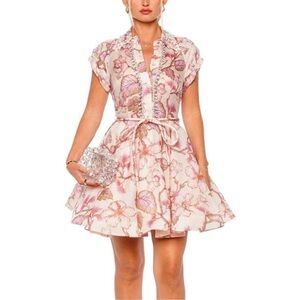 Zimmermann Matchmaker Crystal-Embellished Linen & Silk Minidress